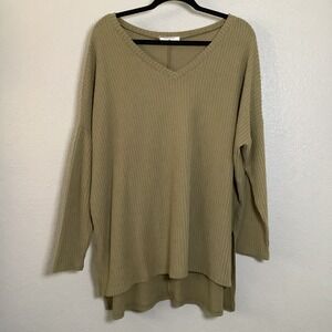 Zenana Khaki Lagenlook Boho Casual Oversized Slouchy Tunic Top M Goblincore